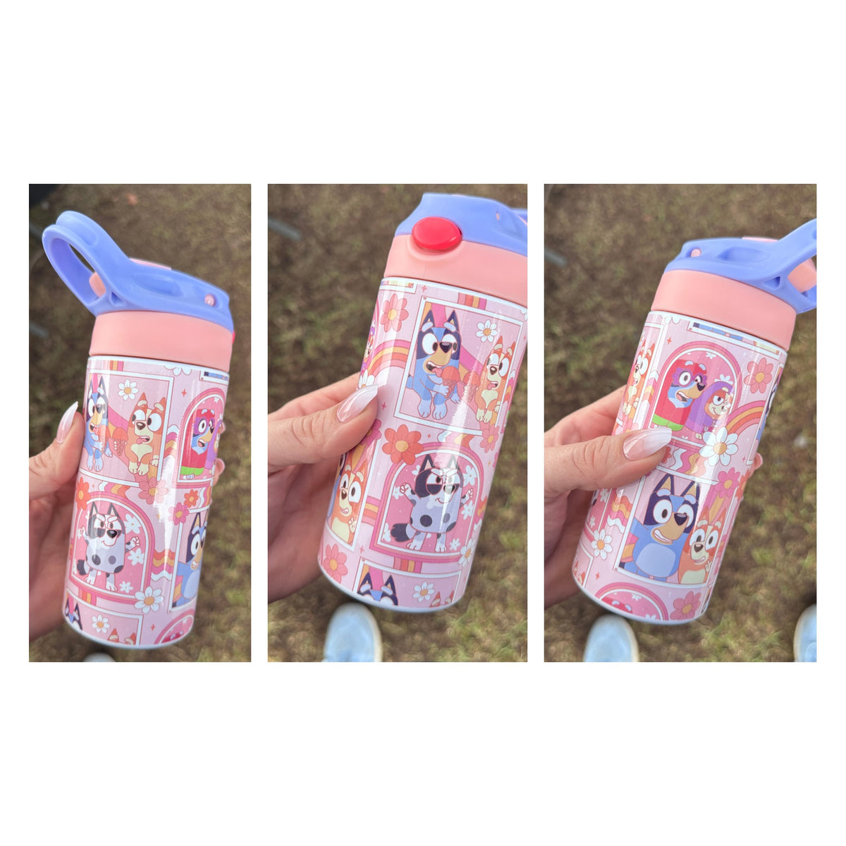 12oz Kids Water Bottle – Bluey Pink