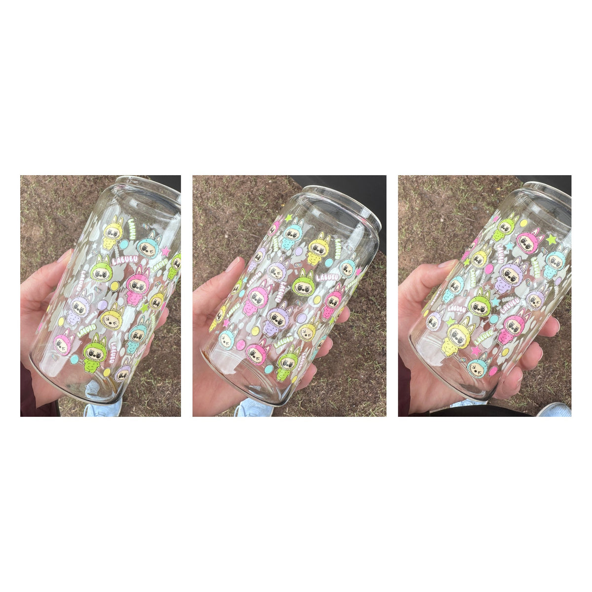 16oz Glass Can – Labubu Pattern