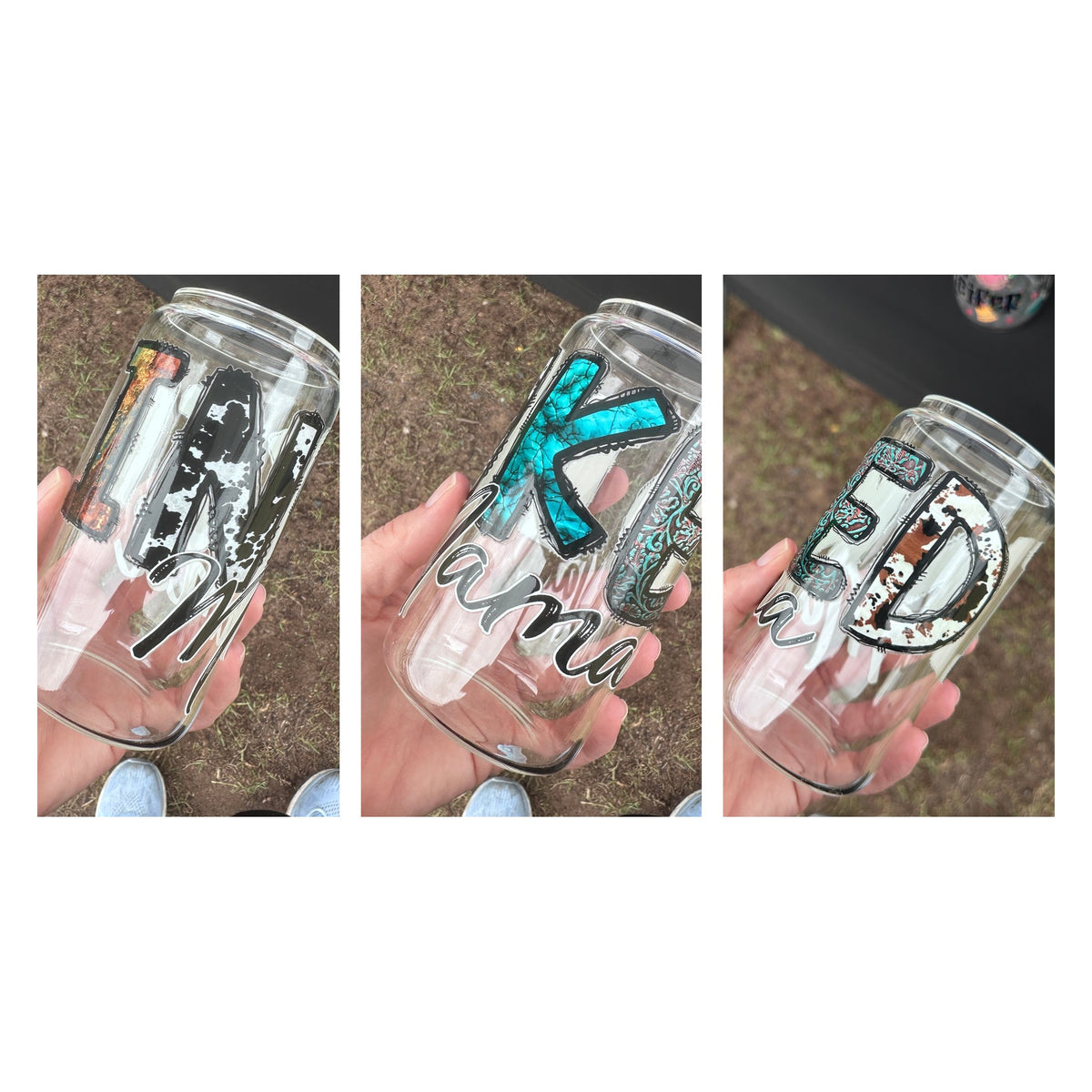 16oz Glass Can – Western Initial Mama