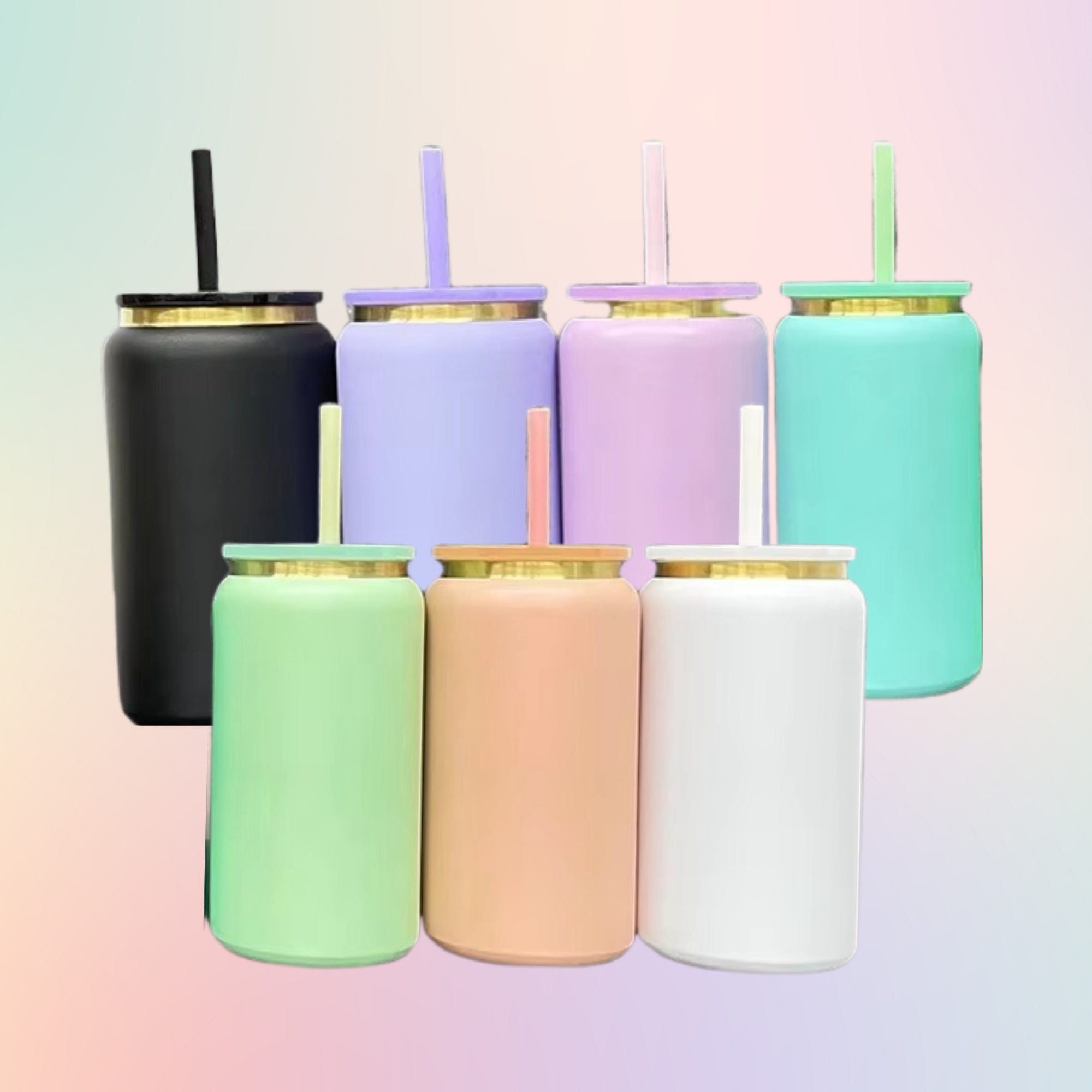 16oz Gold Rim Stainless Steel Libby Can