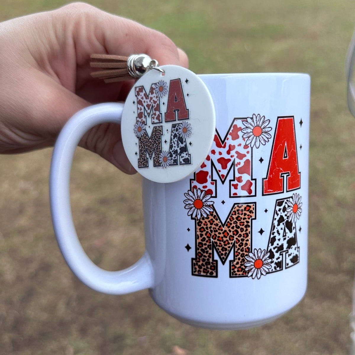 Coffee Mug – Mama Cow Print & Daisies
