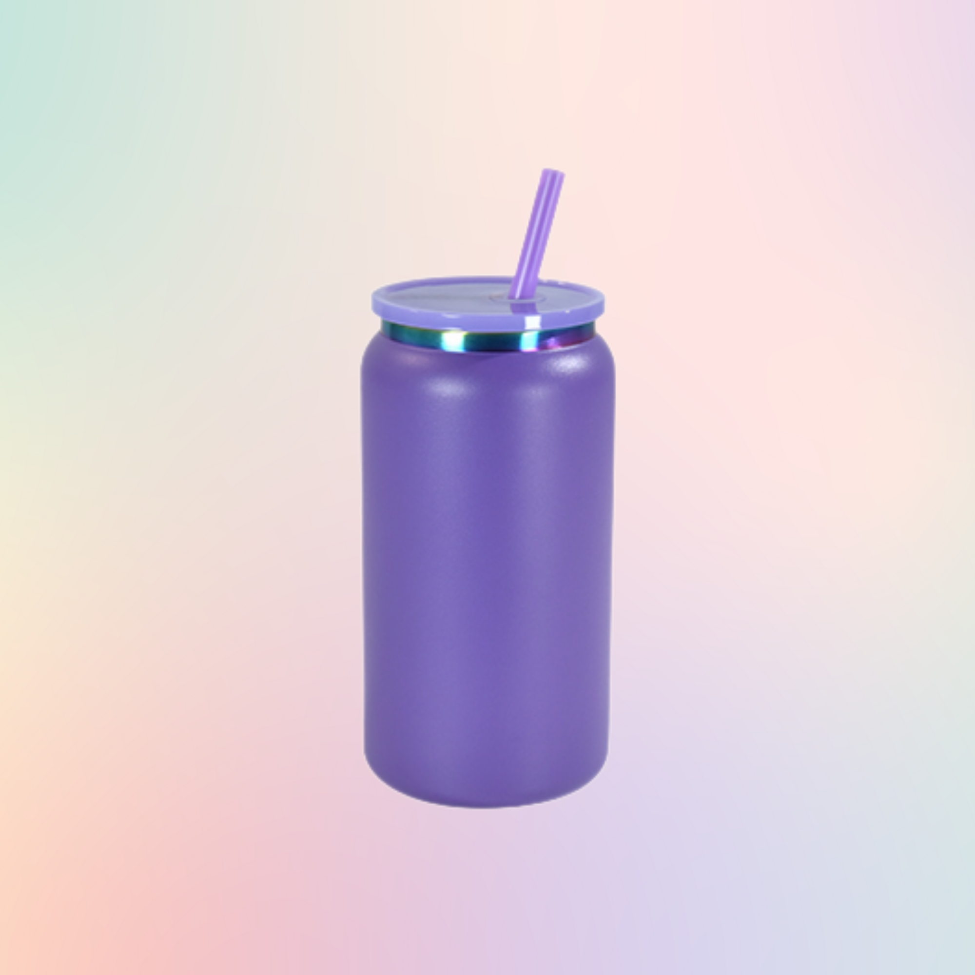 16oz Rainbow Rim Stainless Steel Libby Can