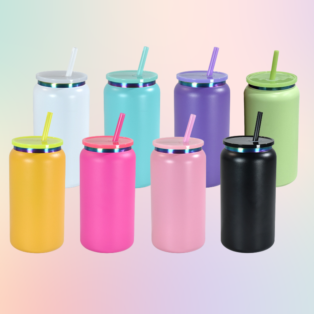 16oz Rainbow Rim Stainless Steel Libby Can